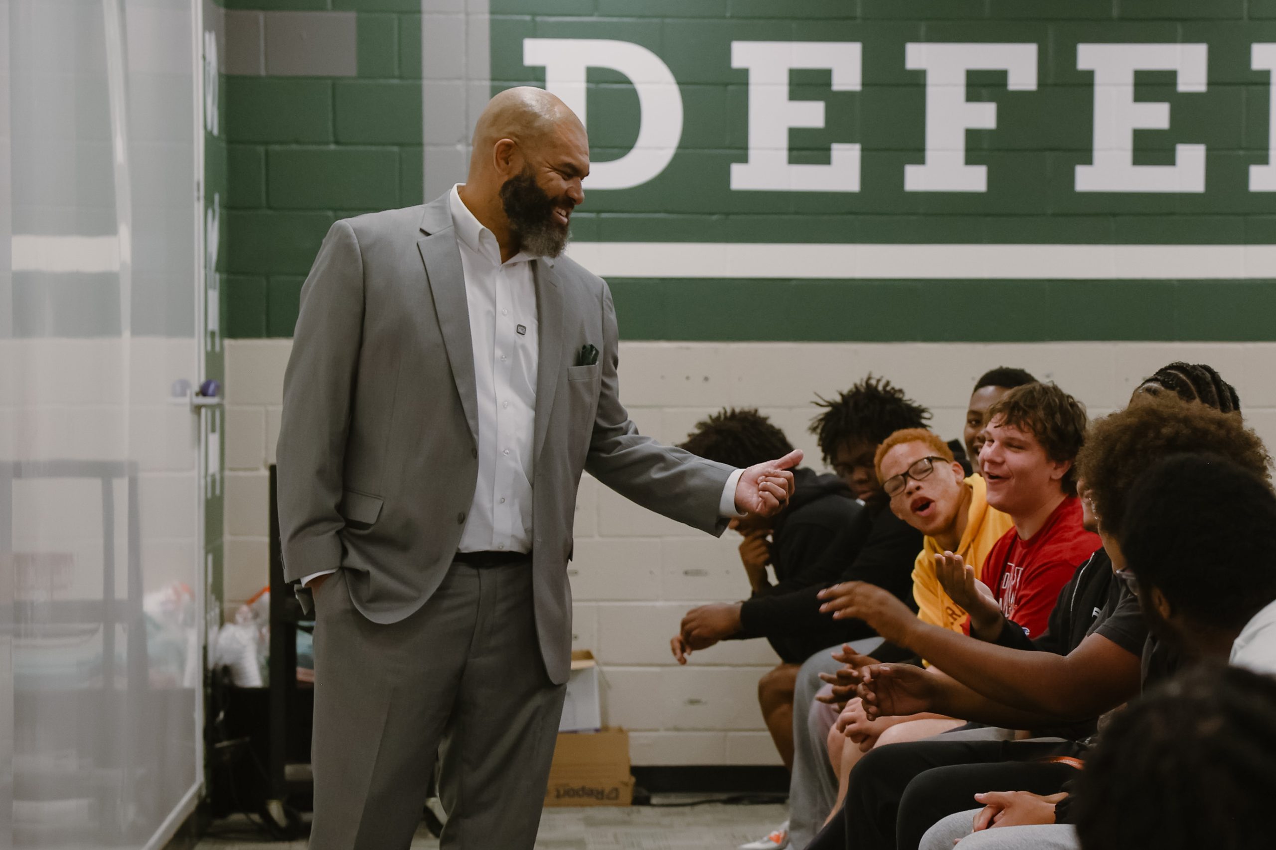 Coach Franklin with players